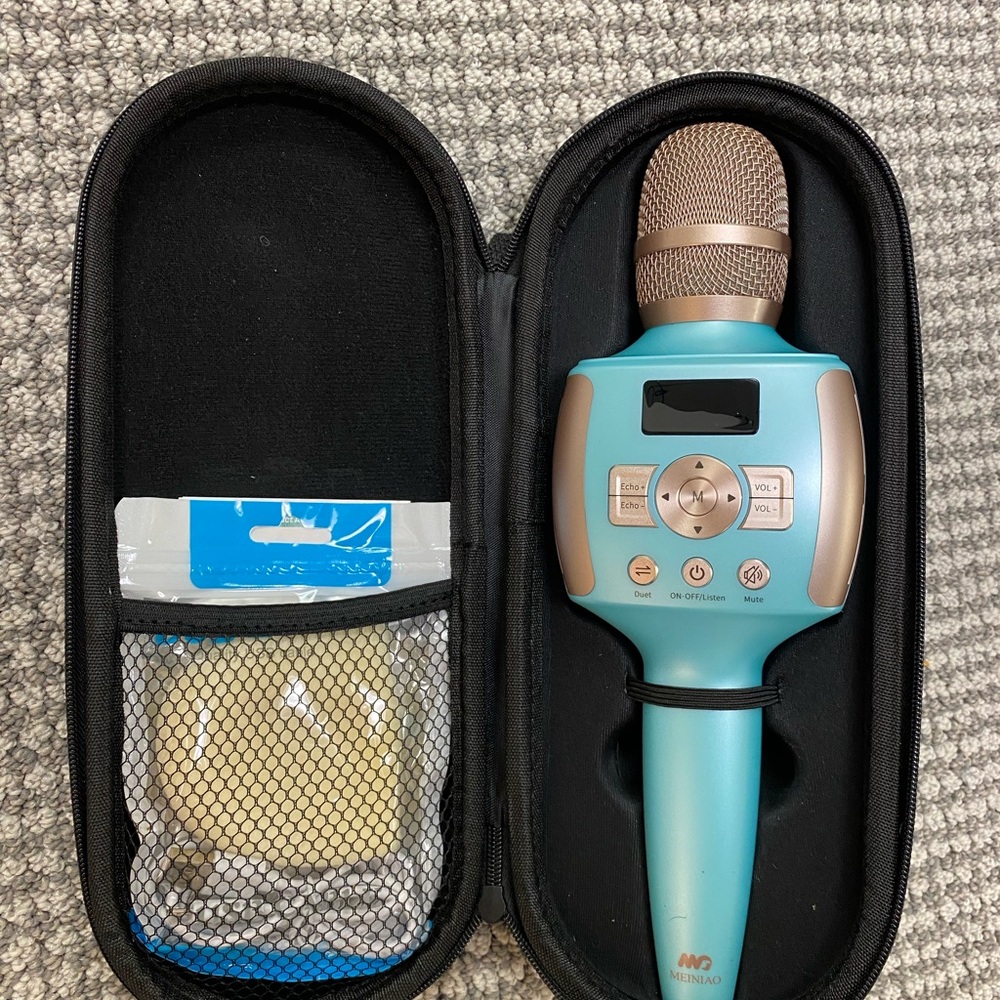 NWOT Meiniao Portable Wireless Karaoke Microphone - Teal with Rose Gold Grill